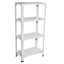 ALIJA 22 Gauge Slotted Angle Metal Rack (4 x 2 x 1 Ft. / 48 x 23 x 12 Inch) with 4 Shelves Storage Rack For Mulltipurpose Uses(Color-Ivory Angle & Black Shelves)