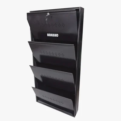 Namibind 4 Shelves MS Wall Mounted Powder Coated Shoe Rack with Centre Locking - (Brown)
