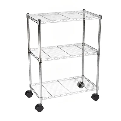 Rackwell 3-Shelves 30 x 24 x 14 Inches Stainless Steel Boltless Rack With 2 Inches Wheel For Multipurpose Uses