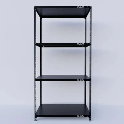 ALIJA 99H X 47L X 15D Inches 4 Shelves Multipurpose Storage Rack With accessories ( Colour- Black) 