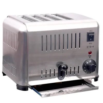 Commercial Bread Toaster 4 Slice Auto Pop Up, High Grade Stainless Steel Body