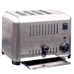 Commercial Bread Toaster 4 Slice Auto Pop Up, High Grade Stainless Steel Body