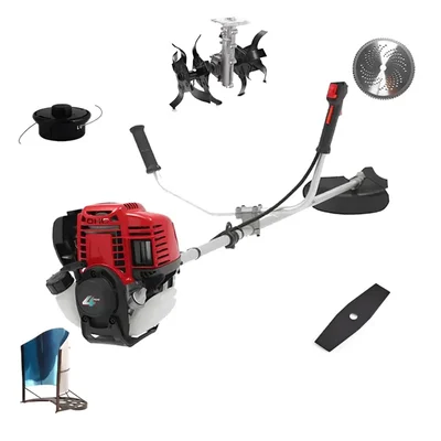Heavy Duty 4 Stroke 35 cc Sidepack Brush Cutter with Round Tiller Attachment & Other Free Accessories For Paddy, Wheat, Grass Trimming & Lawn Trimming