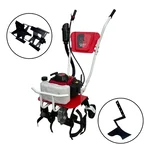 Double Wolf 4 Stroke 53.2 CC Mini Power Tiller With Free Iron Wheel and Ridger Attachment