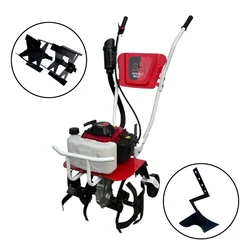 Double Wolf 4 Stroke 53.2 CC Mini Power Tiller With Free Iron Wheel and Ridger Attachment
