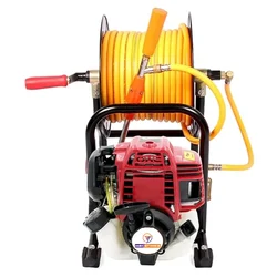 MECSTROKE Portable Power Sprayer with 4 Stroke 35 cc Petrol Engine With 50 Meter Hose Pipe and Hose Reel Stand