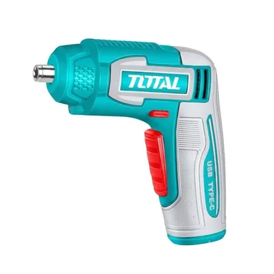 TOTAL 4V Cordless Screwdriver 4N.m Max Torque USB Type-C 1/4" Hex Shank LED Work Light Carrying Case TSDLI0458