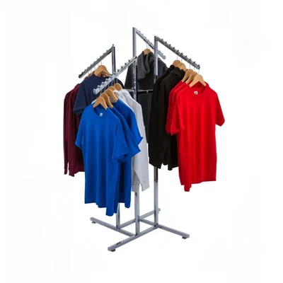 Premium Quality 4-Way Chrome Clothes Rail 15kg Retail Display Stand 