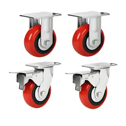 Suwas Trolley 4 x 2 Inch Pack Of 4 PU Caster Wheel With 1200 Kg Load Capacity ( 2 Fixed And 2 Swivel With Brake Type) | 6 Months Warranty