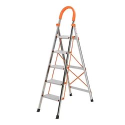 Made in India 5 Steps Foldable Aluminium and Steel Ladder with Scratch resistance for Home Use (Wide Anti Skid Step Ladder)
