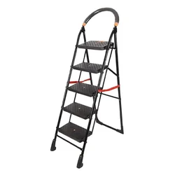 Premium Quality 5-Step Foldable ladder with Safety Locking Mechanism and Slip resistant Foot Pad 