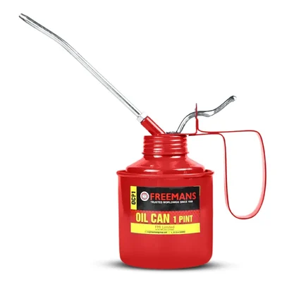 Freemans Manual Steel Pump Lubrication Oil Can with Red Powder-Coated Anti-Corrosion Finish, OCP1