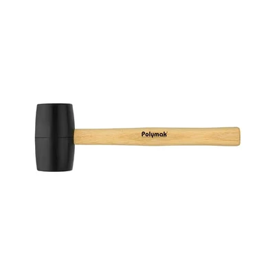 Polymak 500g Rubber Mallet Hammer Non-Damaging Soft Face Hard Wooden Handle Tile Carpentry Tool HT-P-PMH-500