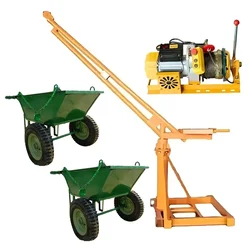 HT 500kg 360° Mini Crane With Electric Clutch Winch, 5Hp Copper Winding Motor, 8mmx50m Wire Rope and 2 Wheel Trolley
