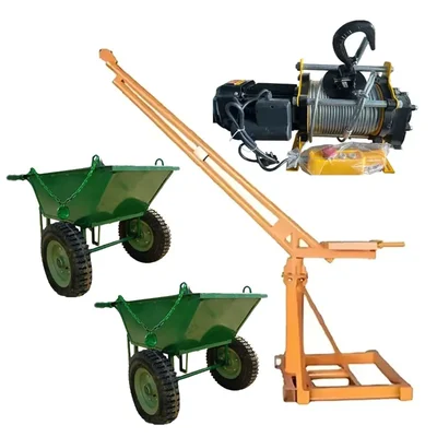 HT 500kg Capacity 360° Mini Crane With Electric Winch, 3 Hp Motor - 40 m Wire Rope & 2 pcs Double Wheel Trolley