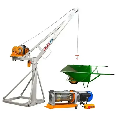 Crossbee 500 kg Capacity 360° Mini Crane With Electric Winch, 3 HP Motor-50 Meter 8 mm Wire Rope With Single Wheel Trolley