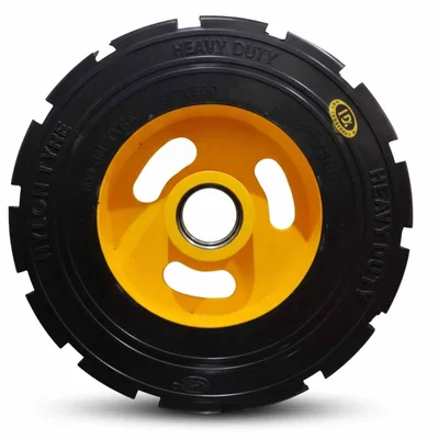 Heavy Duty 300 x 88 MM / 12 x 3.5 Inch 500 Kg Load Capacity Rubber Wheel ( C.I + Wheel ) Without Ball Bearing