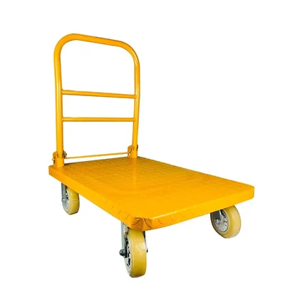 Welbuilt 500 kg Capacity Heavy Duty Iron Platform Trolley with 360° Degree Swivel Wheels - (colour-Yellow)