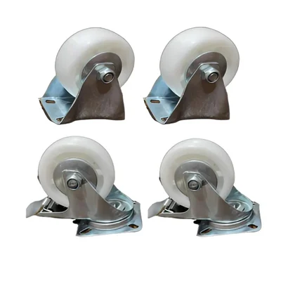 Suwas Trolley 4 x 2 Inch Pack Of 4 PP Caster Wheel With 500 Kg Load Capacity (2 Fixed & 2 Swivel With Brake) | 6 Months Warranty