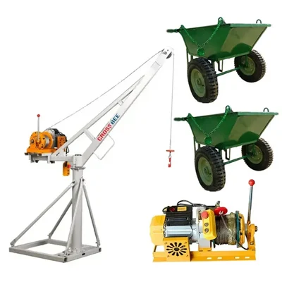 Crossbee 500 kg Mini Crane 360° With Electric Clutch Winch, 3 HP Motor, 50 Meter 8 mm Wire Rope & 2 Pcs Double Wheel Trolley