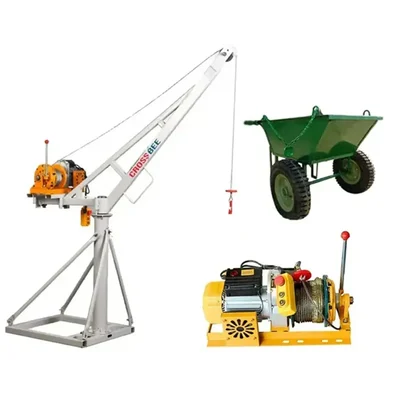 Crossbee 500 kg Mini Crane 360° with 3 HP Electric Clutch Winch, 8 mm & 50 Meter Wire Rope With 3 Pcs Double Wheel Trolley