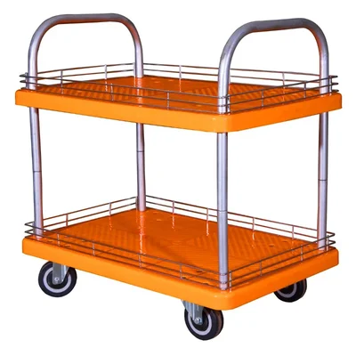 SRP Double Layer 500 Kg Load Capacity With MS Border Plastic Platform Trolley