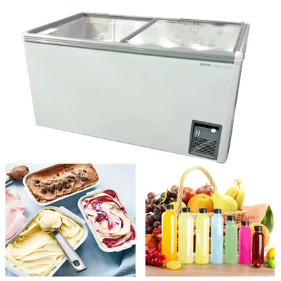 Voltas CF 500 GT P, 500 Litre Double Door Glass Top Deep Freezer