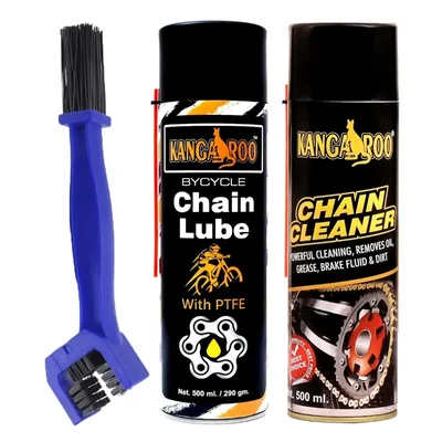 Kangaroo 500ml Bicycle Chain Lube with Chain Cleaner PTFE Wet Finish Chain Lube and Cleaner-500 Cleaning Kit BCL-CC-B-500 ML
