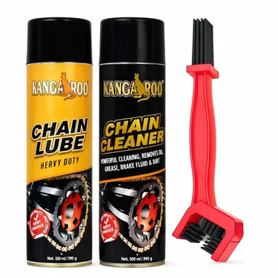 Kangaroo 500ml Chain Lube Cleaner Spray Kit with Brush Anti-Rust Maintenance CB_CC_COMBO_1 (CL_CC_B_500_NEW)