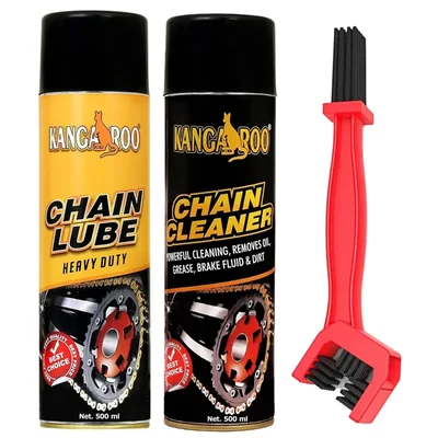 Kangaroo 500ml Chain Lube Cleaner Spray with Brush Complete Bike Maintenance Kit Bike_Care Kit 500CLCCB (CL_CC_B_500_L1)
