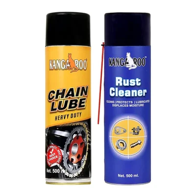 Kangaroo 500ml Chain Lube Rust Cleaner Spray Combo Anti-Rust Bike Maintenance CHAINLUBE-RUSTCLEANER-500ML (CL-500-RR-500)