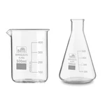 Bello Set of 2 Borosilicate 3.3 Glass Beaker and Conical Flask of 500 ml with Graduation Marks