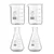 Bello Set of 4 Borosilicate 3.3 Glass Beaker and Conical Flask of 500 ml with Graduation Marks