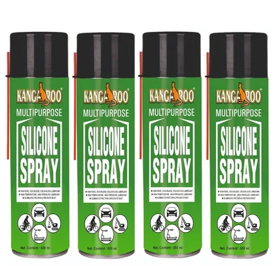 Kangaroo 500ml Pack of 4 Silicone Lubricant Spray Odourless Non-Toxic (SCS_500ML 4Pcs)