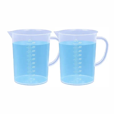 Labxprt 500ml Polypropylene Lab Measuring Jug with Handle and Spout Autoclavable Plastic Graduated Container Pack of 2