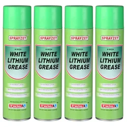 4 Pack of Sprayzet (500ml x 4pcs) White Lithium Grease to Provides All Weather Lubrication for Any Moving Parts