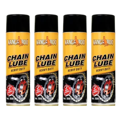Kangaroo 500ml x4 Pack Heavy Duty Chain Lube Spray Kit O-Ring Safe All Weather CL-4Pack (CL_500 PACK OF 4_L1)