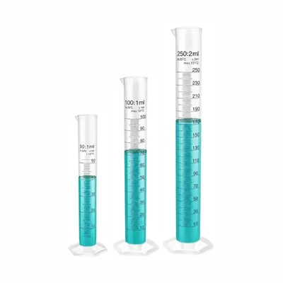 Labxprt 50-100-250ml Set of 3 Plastic Graduated Cylinder Accurate Volume Measuring for Chemistry Labs