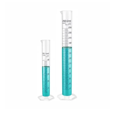 Labxprt 50-250ml Set of 2 Plastic Graduated Cylinder Accurate Volume Measuring for Chemistry Labs