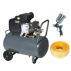 50 Liters Oil Type Air Compressor With 3HP Motor, Paint Gun and 15 Meters Air Hose Pipe Combo