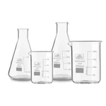 SBT Instruments 3.3 Borosilicate Glass 4pcs Combo of Beaker and Conical Flask 250ml, 50ml with Graduation Marks