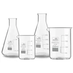 Bello (2pcs x 250ml), (2pcs x 50ml) Beakers and Conical Flasks with Graduation Marks, 3.3 Borosilicate Glass Material