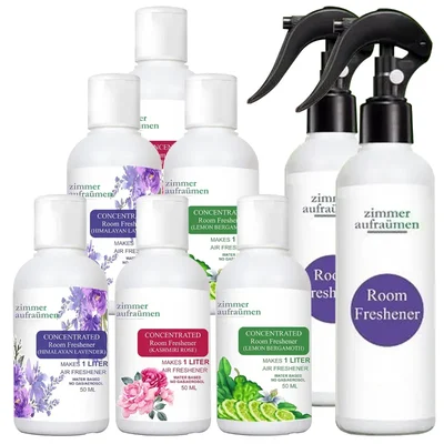 6 Pcs of Zimmer Aufraumen (50ml x 6pcs) Concentrated Room Freshener (Lavender + Rose + Lemon) with 2 free Spray Bottle