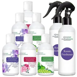 6 Pcs of Zimmer Aufraumen (50ml x 6pcs) Concentrated Room Freshener (Lavender + Rose + Lemon) with 2 free Spray Bottle
