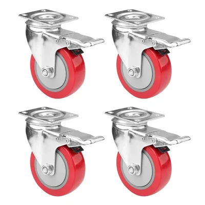 Premium Quality 2 inch Plate Type Caster Wheel With Brake, 150 kg Load Capacity (Pack of 4)