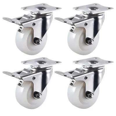 Premium Quality 2 inch Plate Type Caster Wheel With Brake, 180 kg Load Capacity (Pack of 4)