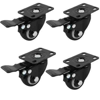 Ackwheel (A-85) Heavy Duty 50x25 mm Plate type Single Puff Castor With Double Wheel Brake, Load Capacity 140 Kg (Pack of 4 pcs)