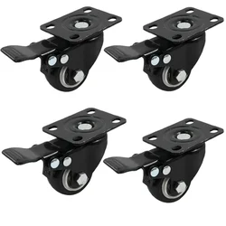 Ackwheel (A-85) Heavy Duty 50x25 mm Plate type Single Puff Castor With Double Wheel Brake, Load Capacity 140 Kg (Pack of 4 pcs)