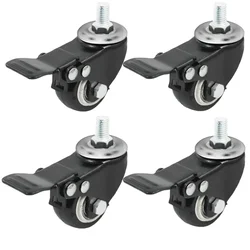 Ackwheel (A-88) Heavy Duty Single Wheel Thread type Puff Castor 50x25 mm (With Double Brake), Load Capacity 140 Kg (Pack of 4 pcs)