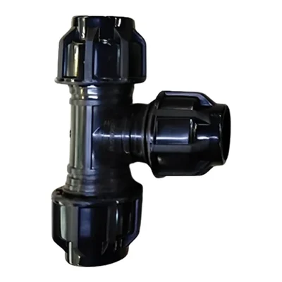 Three Cap 50mm Tee PP Compression HDPE Pipe Fittings for Irrigation (Pack of 3)